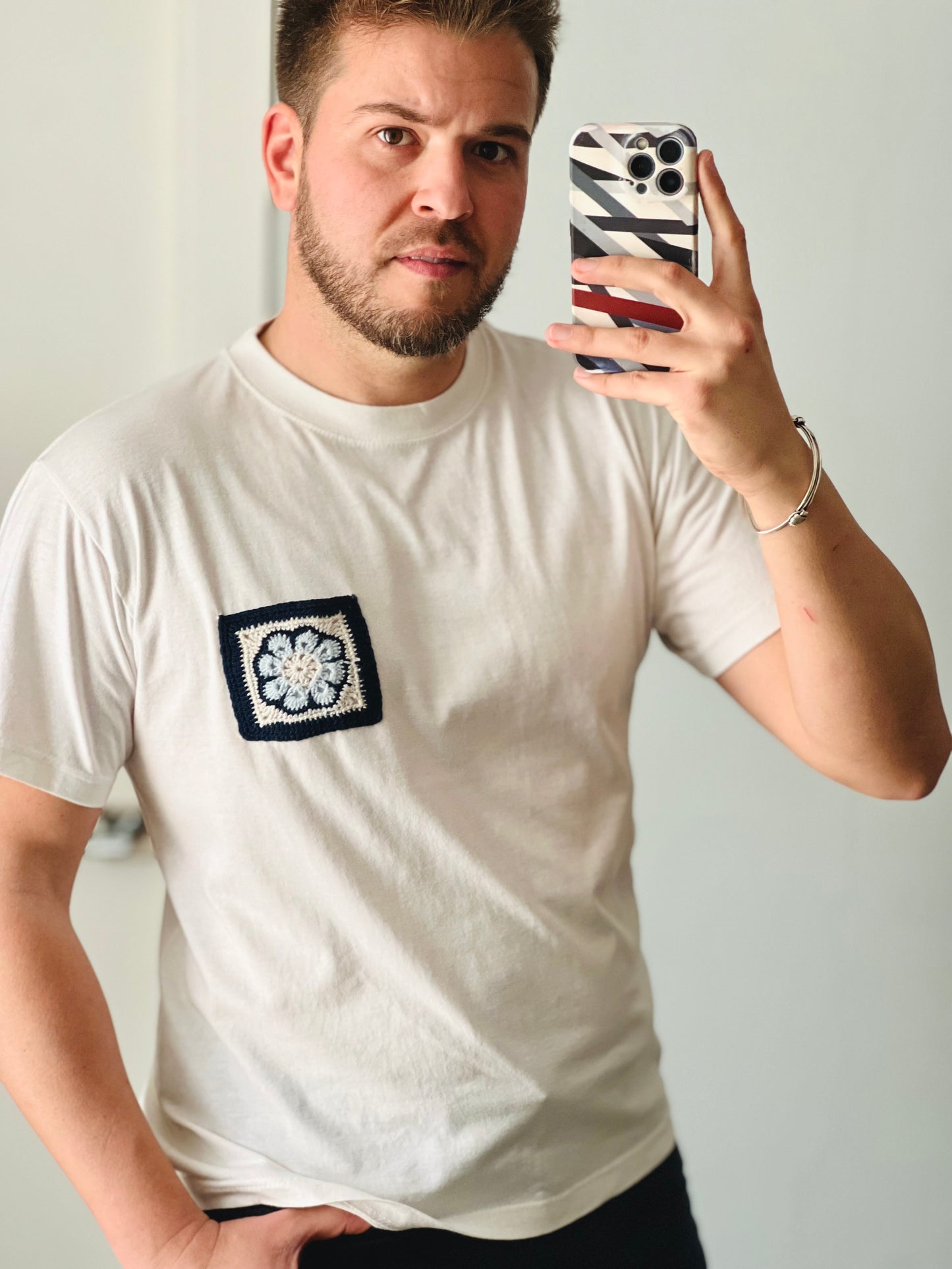 Camiseta ganchillo "Hortensia azul”