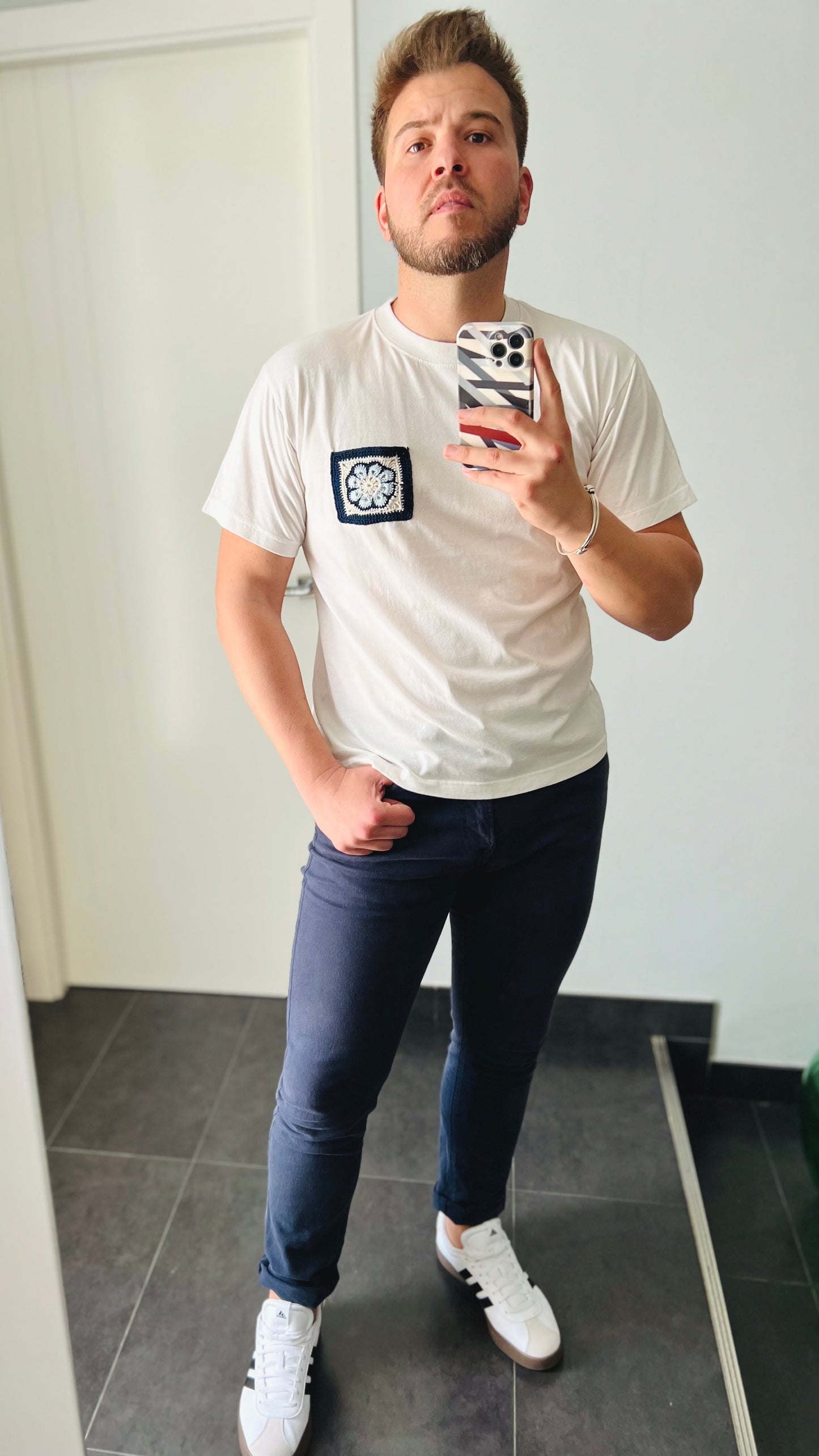 Camiseta ganchillo "Hortensia azul”