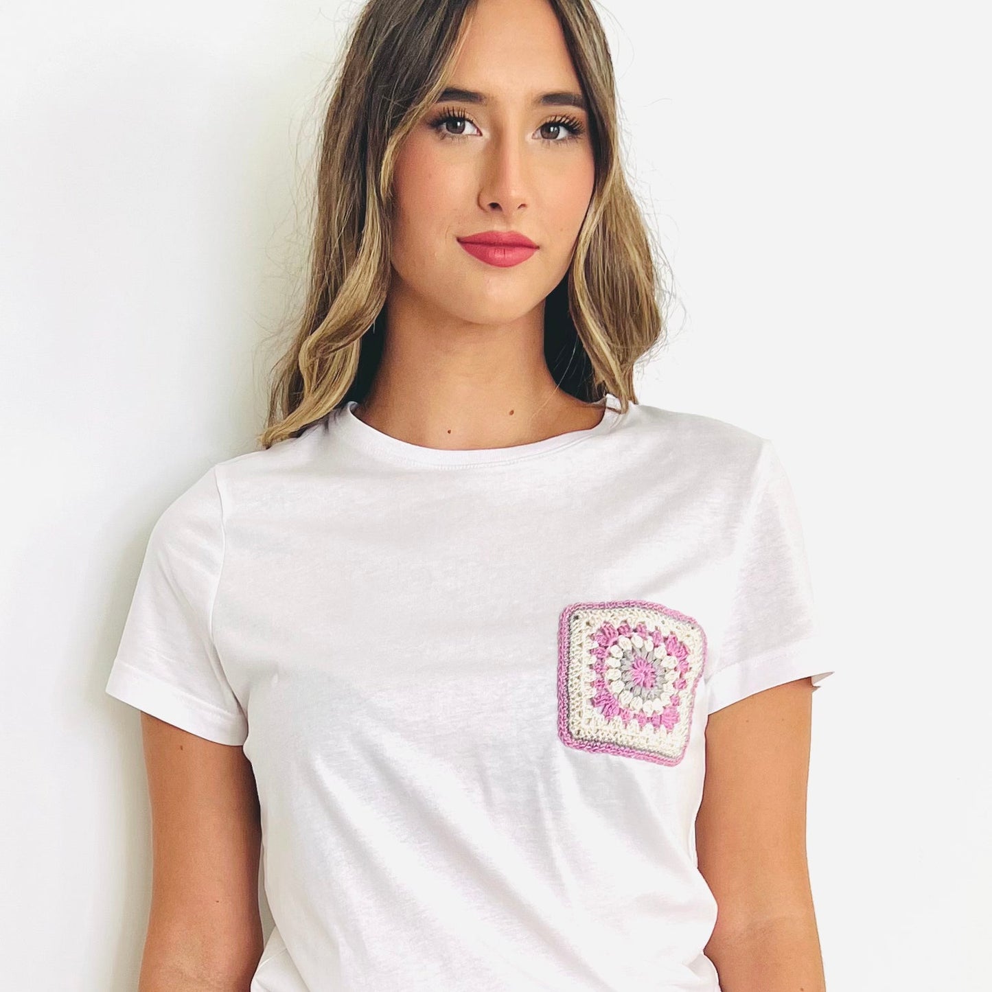 Camiseta ganchillo "BASIC" Rosa claro