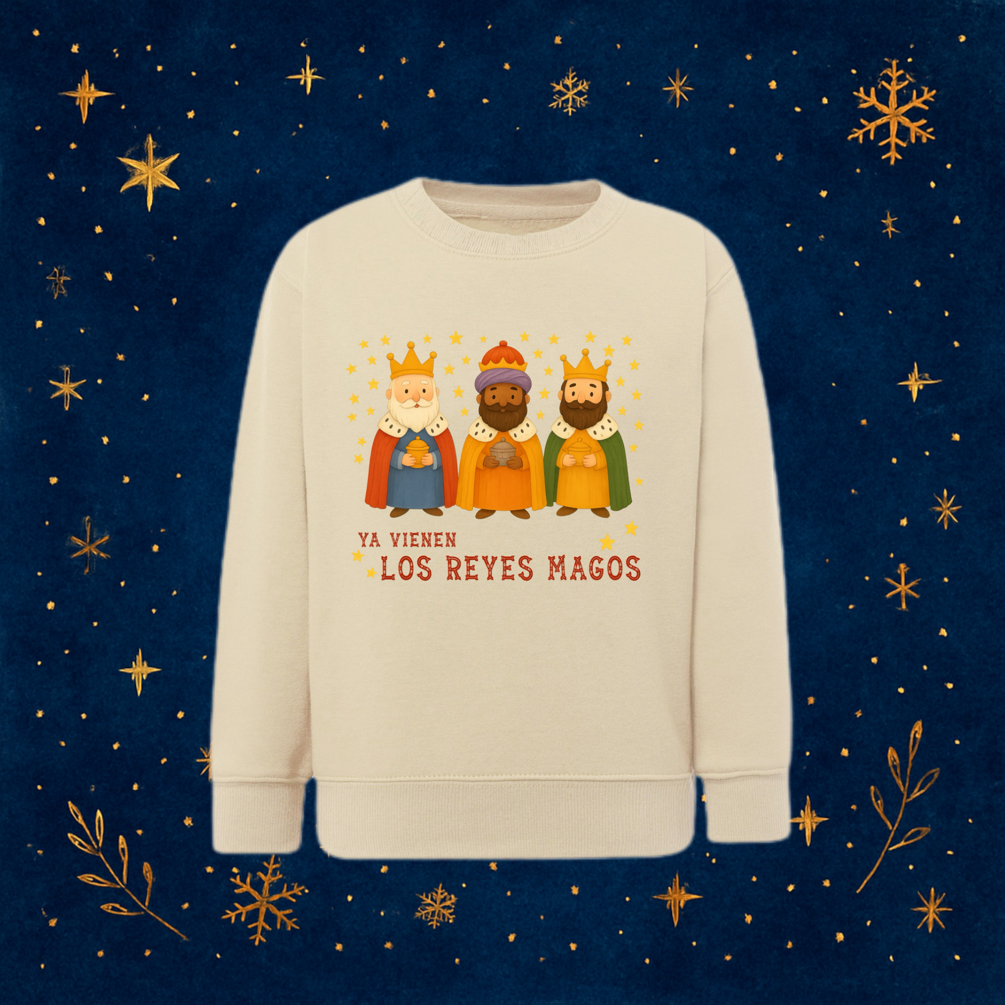 Sudadera beige “YA VIENEN LOS REYES MAGOS”