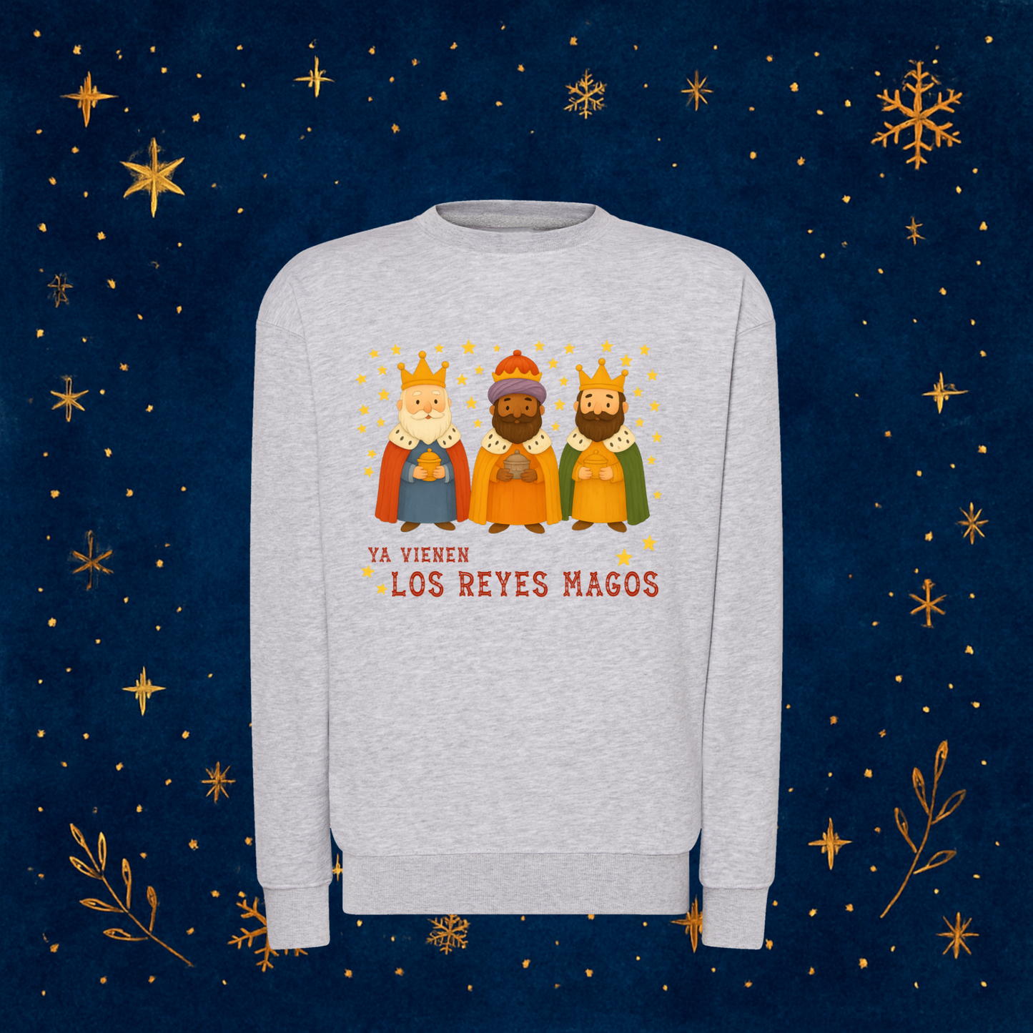Sudadera gris mezcla “YA VIENEN LOS REYES MAGOS”
