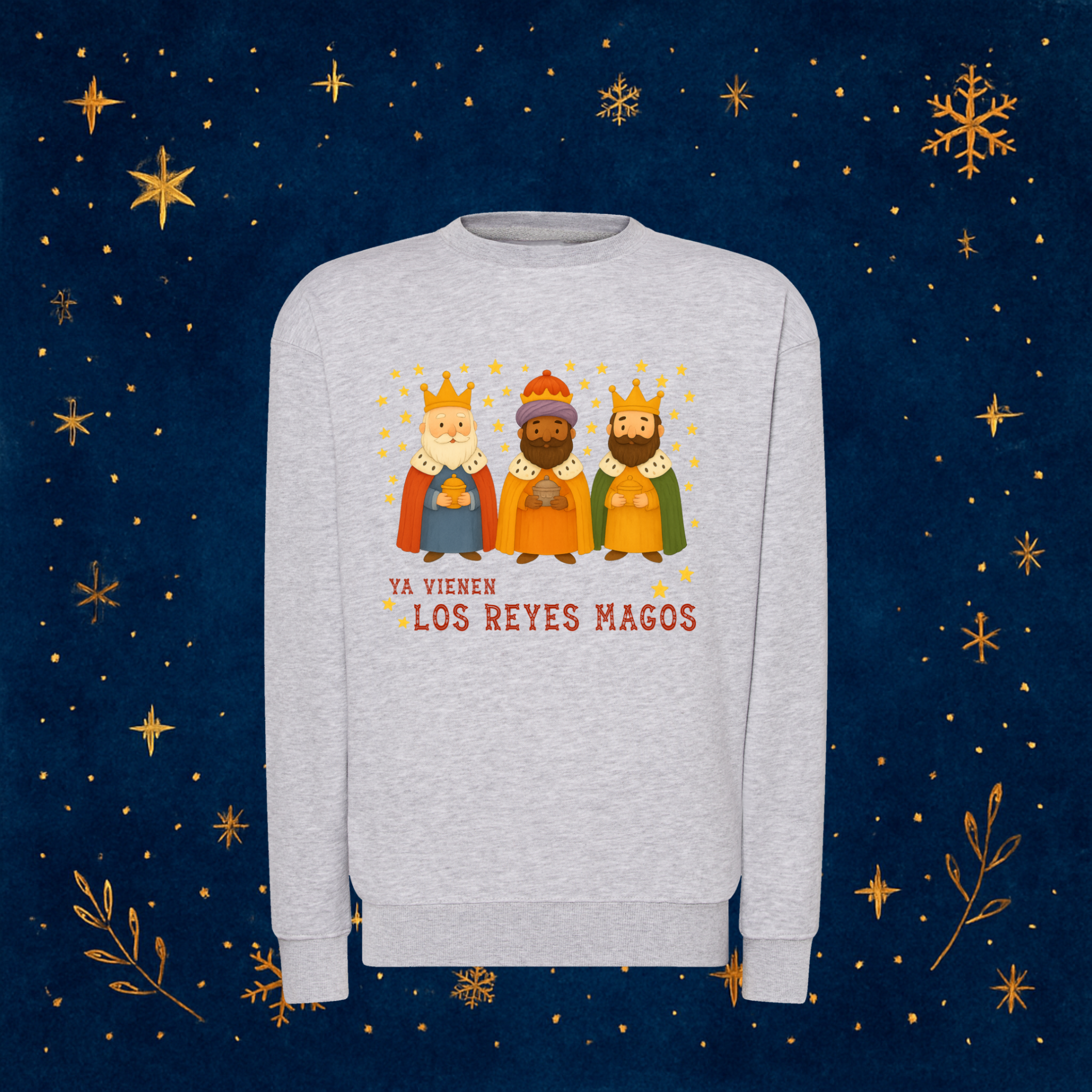 Sudadera gris mezcla “YA VIENEN LOS REYES MAGOS”